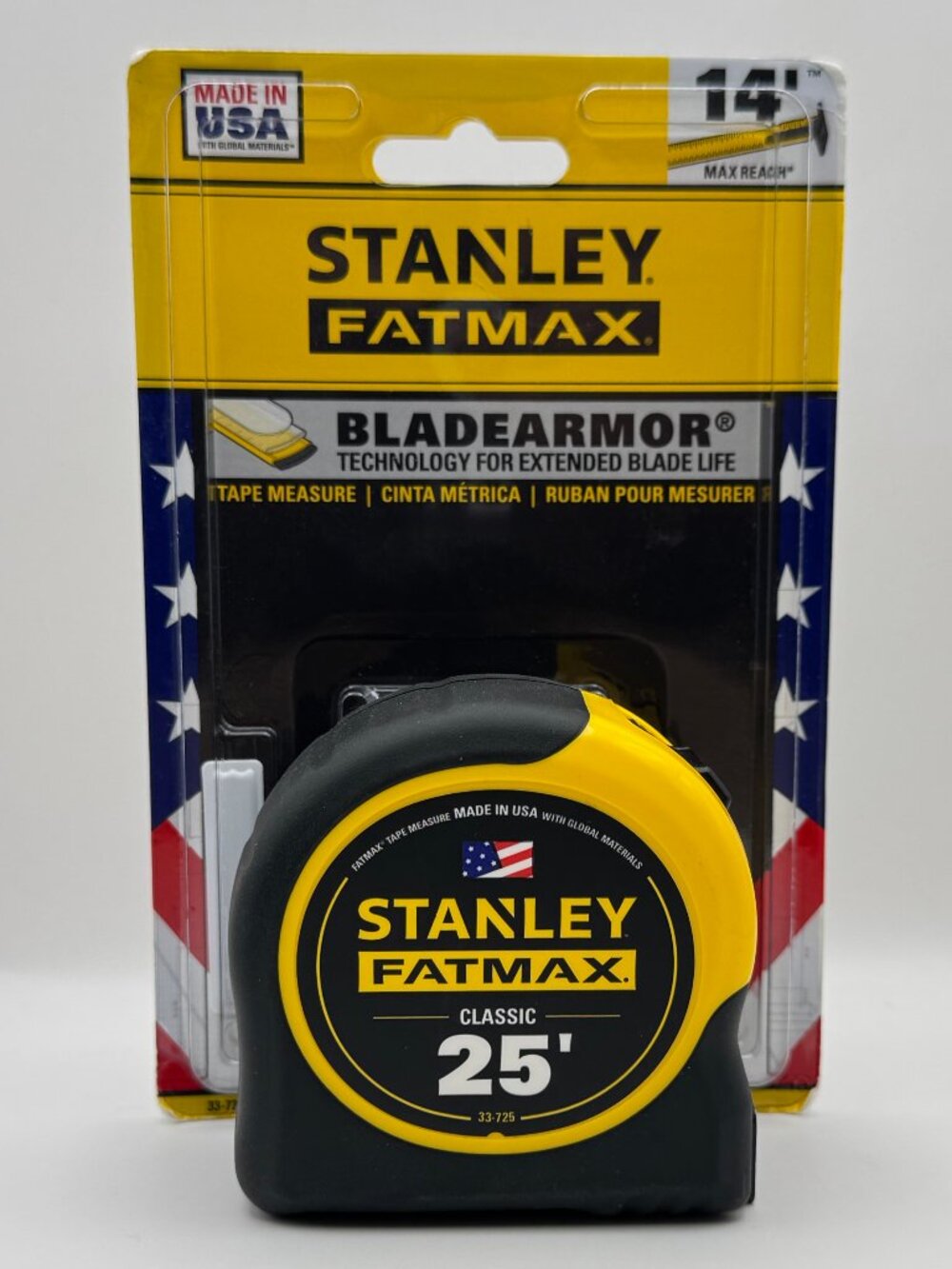 Stanley FATMAX 25ft Retractable Tape Measure with 14ft of Reach 33-725